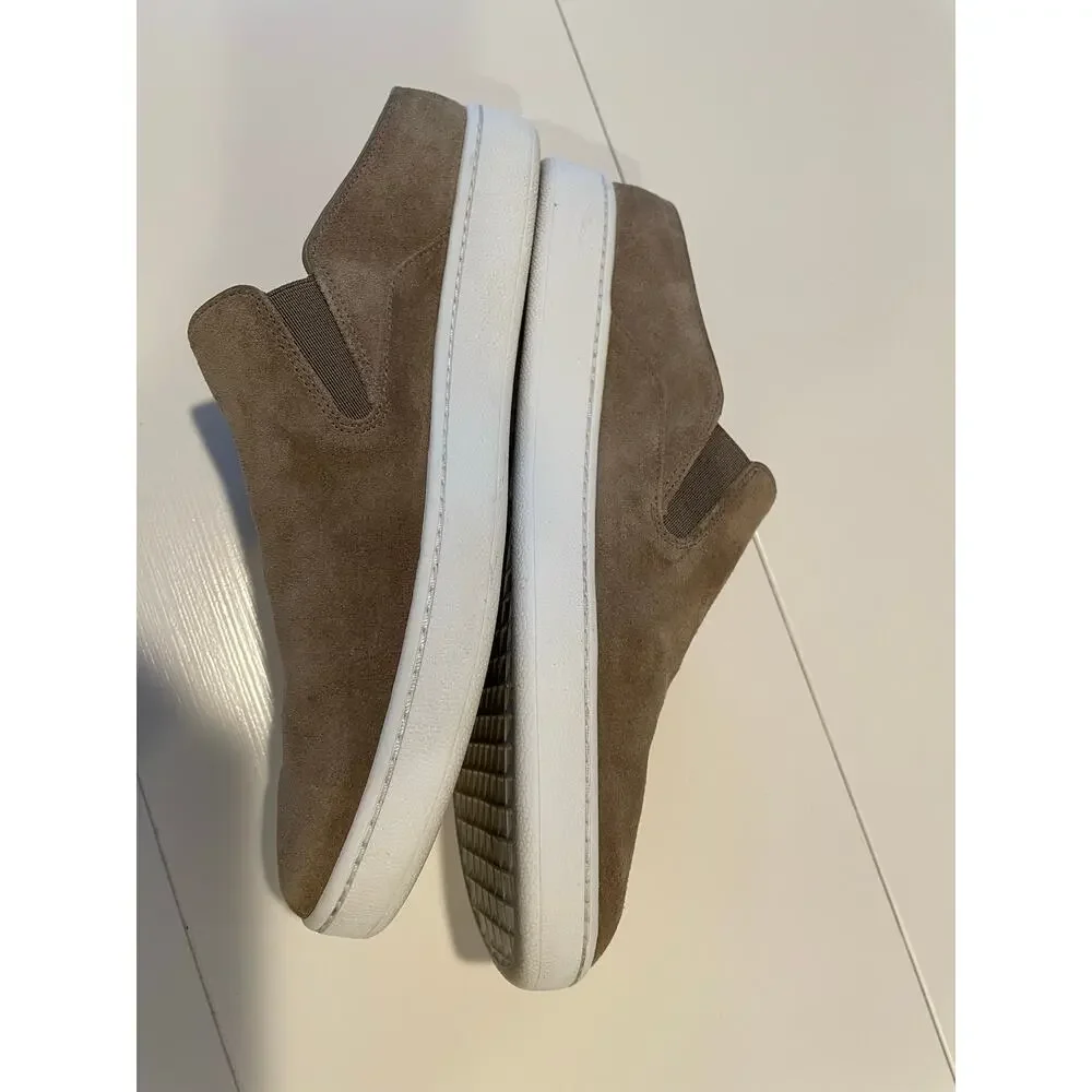 Vince Verrell Slip On Suede Mule Sneakers Sz 6.5 Low Back Tan Woodsmoke Neutral